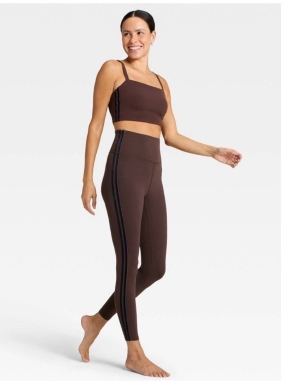all in motion everyday soft Brown High-Rise Leggings with Side Stripe & bra set